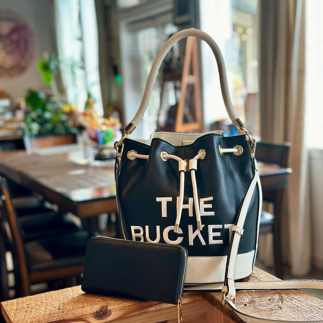 "The Bucket" Handbag - Black/Cream