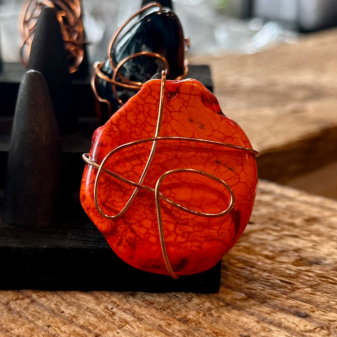 Copper Wire + Howlite Adjustable Ring