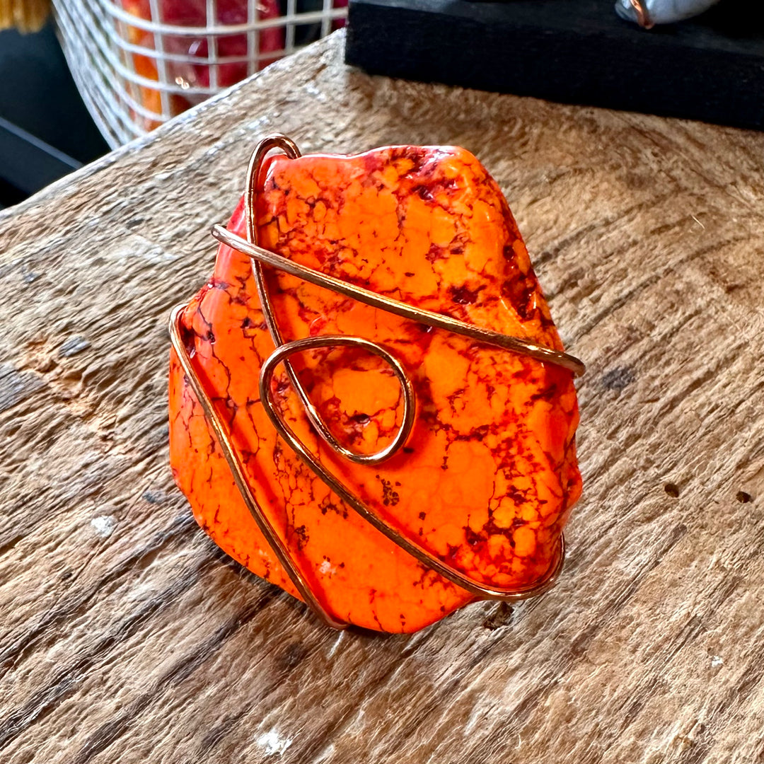 Copper Wire + Howlite Adjustable Ring