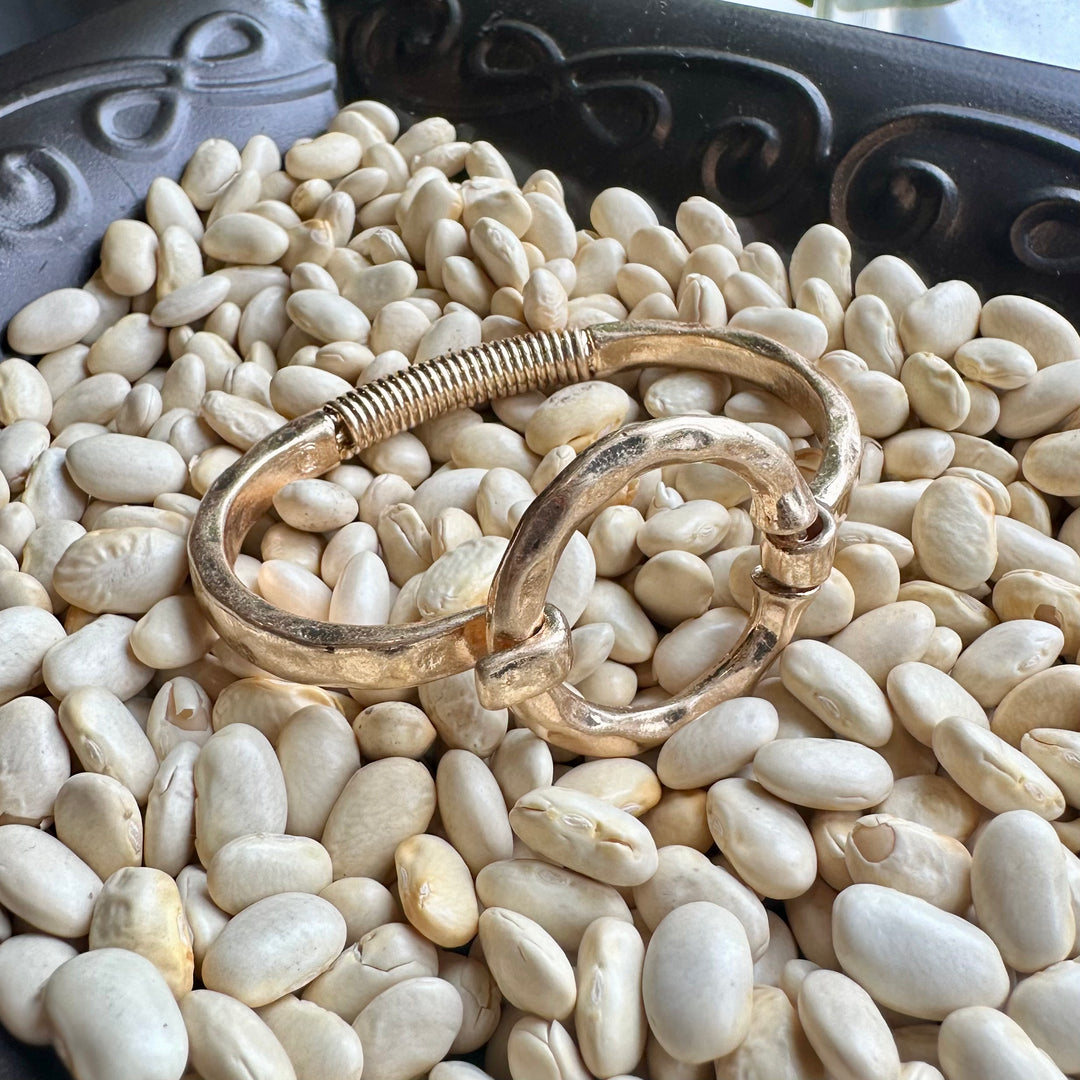 Hammered Circle Accent Cuff Bracelet - Gold