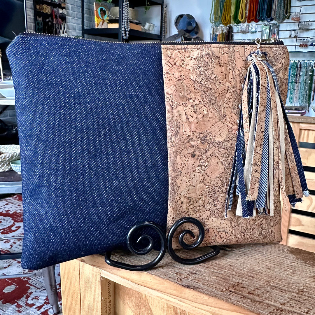 Denim and Cork Clutch
