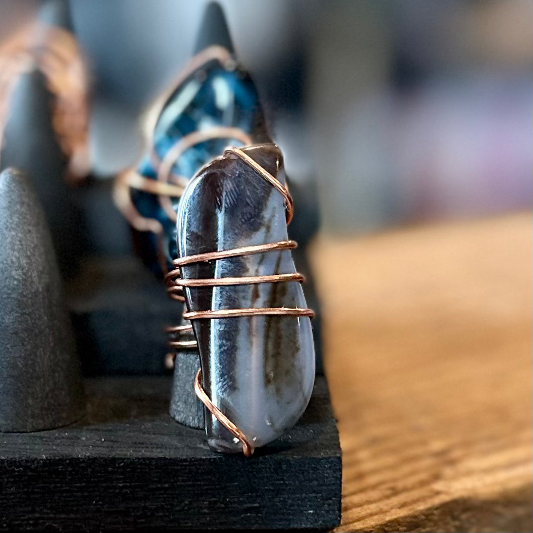 Copper + Agate Wire Ring