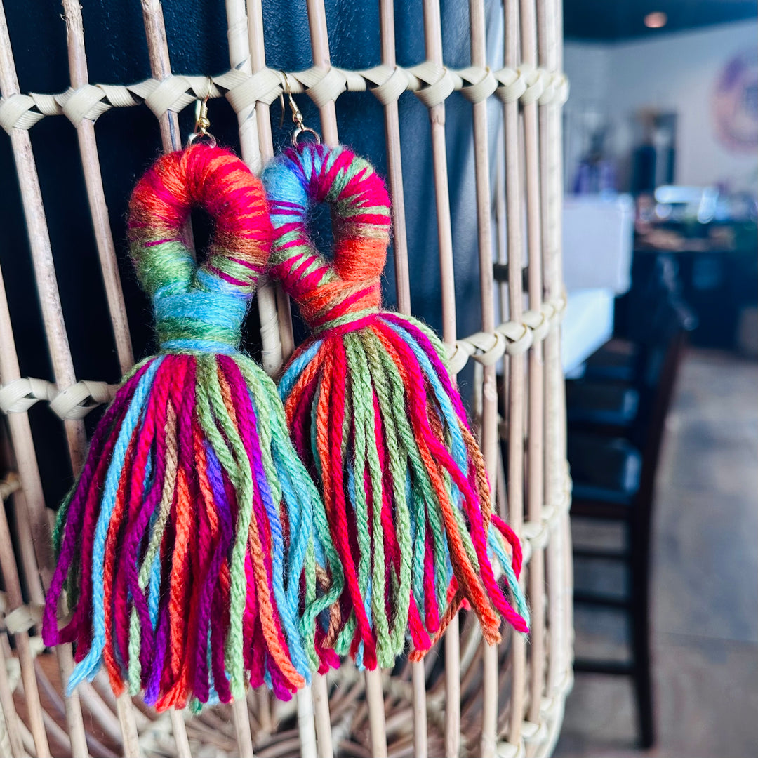 'Kali' - Mardi Gras Multi Yarn Earrings