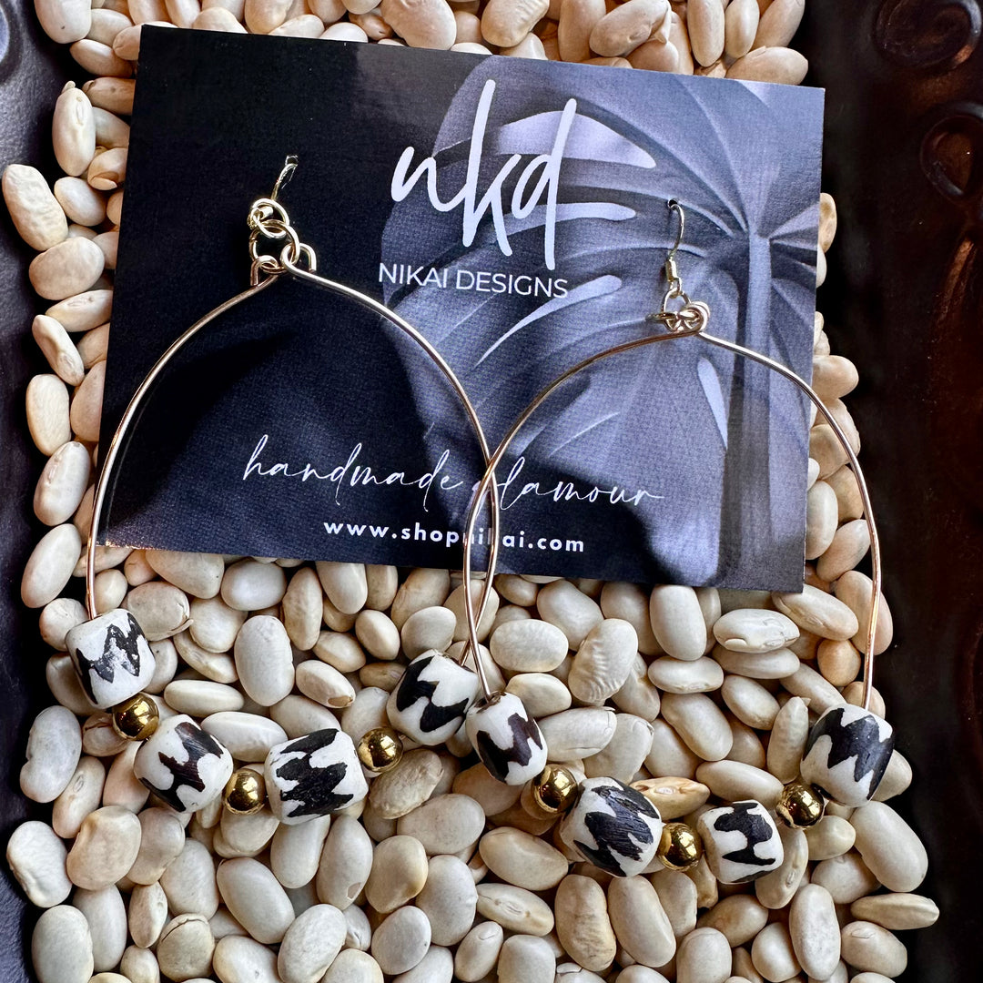 Tribal African Bone Hoop Earrings