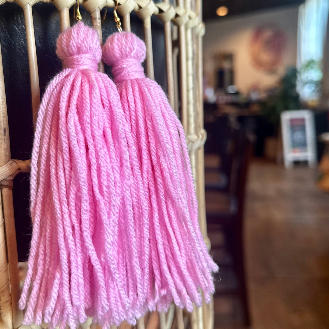 'Laya' - Pink Yarn Earrings