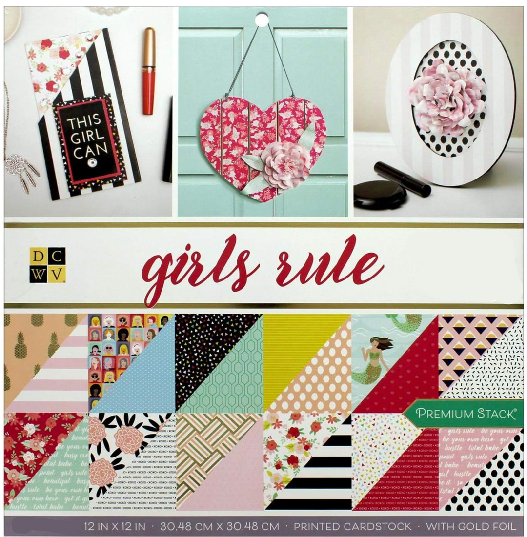 DCWV 12"x12" Cardstock Pack "GIRLS RULE"
