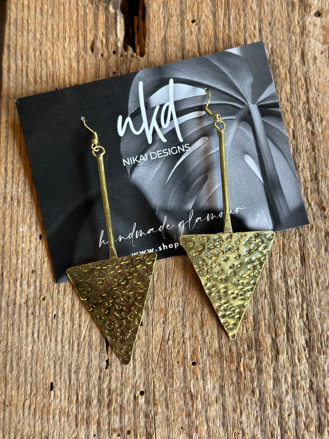 Brass Statement Earrings - Triangle