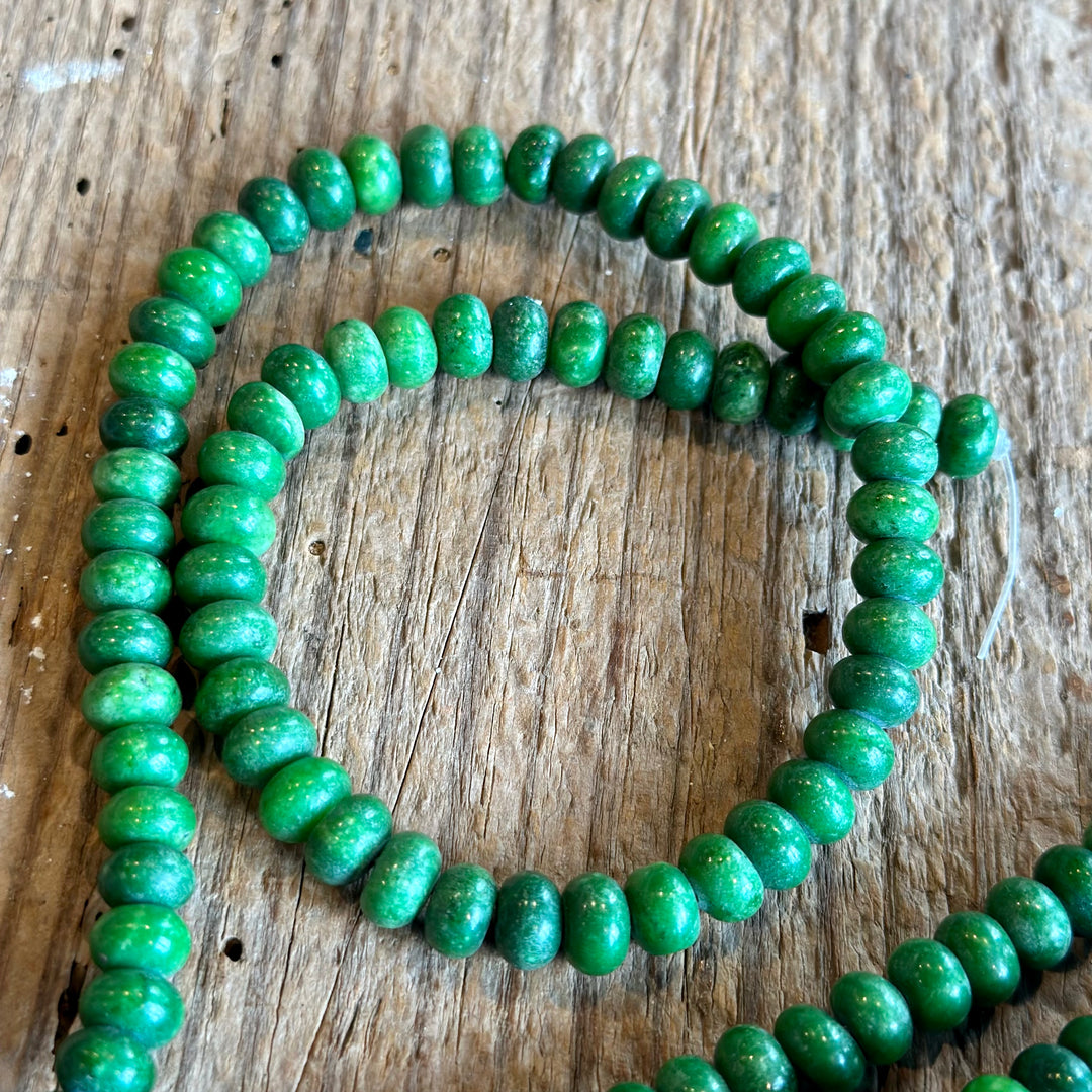 JADE RONDELLE BEADS - GREEN