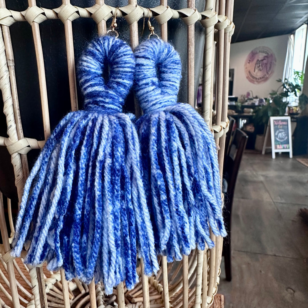 'Kali' - Blue Jeans Yarn Earrings