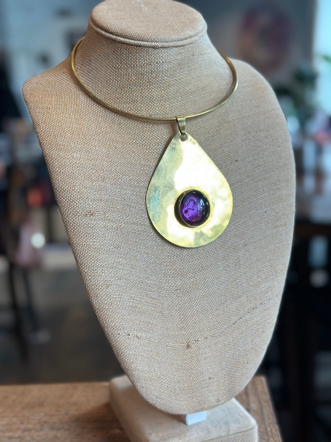 Brass Statement Necklace - Purple