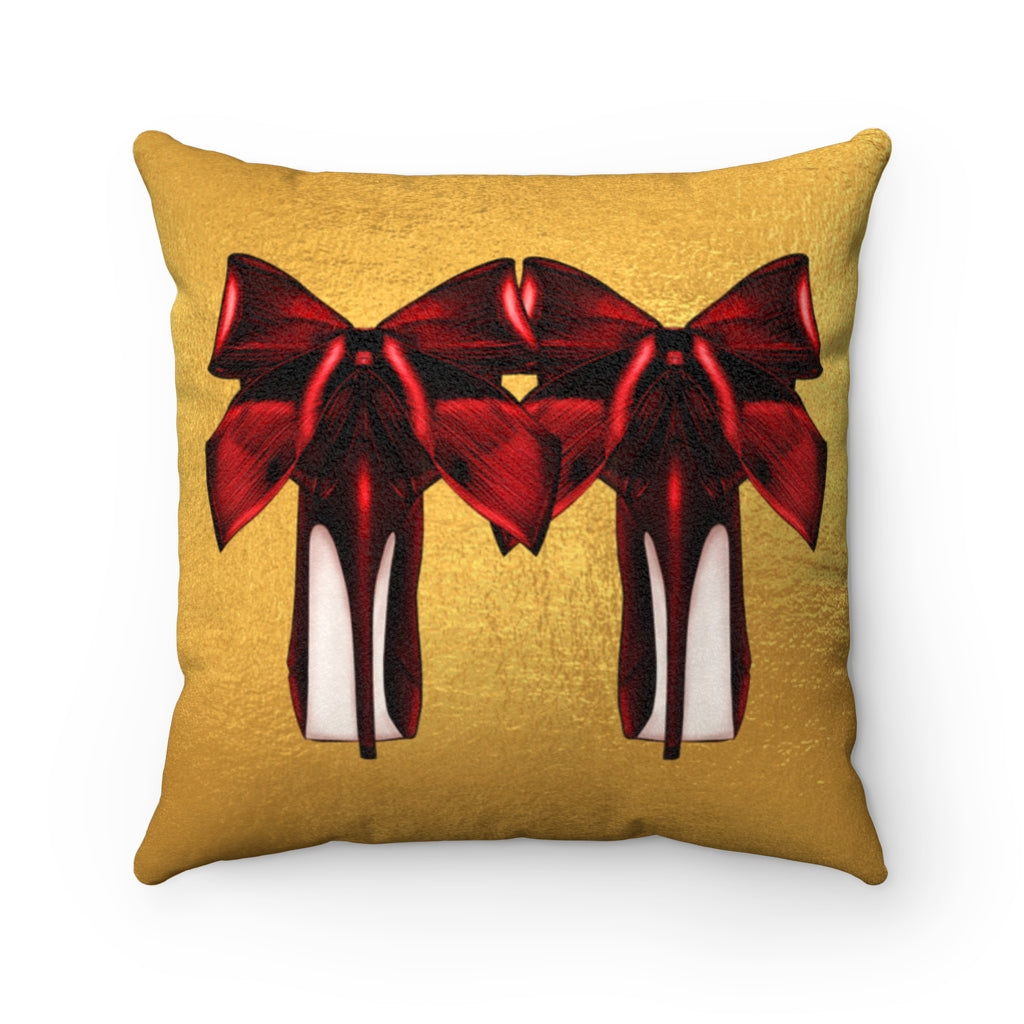 'High Standards' - Scarlet + Gold Faux Suede Pillow