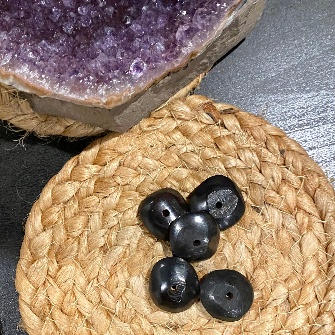 Black Disc Bone Bead -LOOSE BEADS - 19x5mm