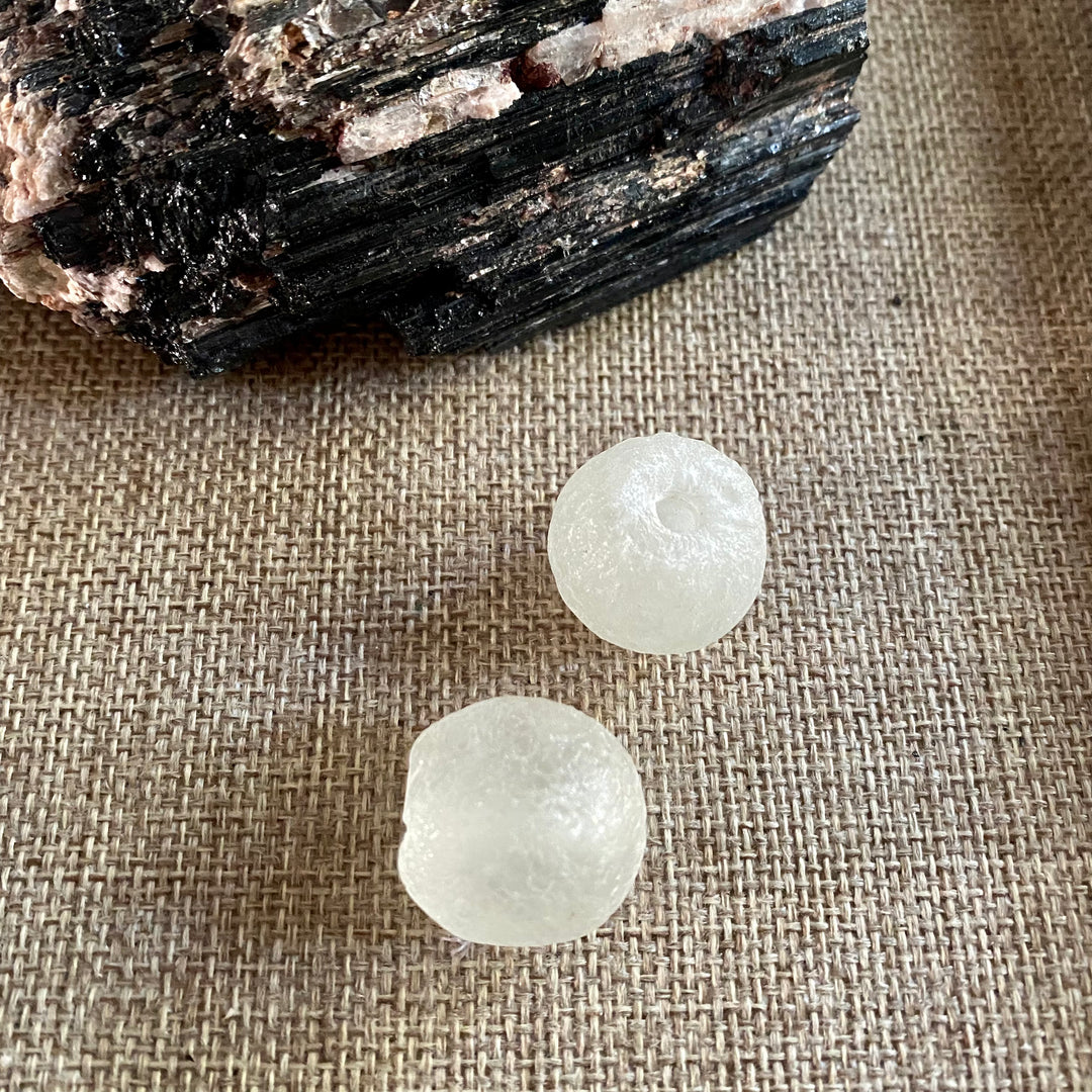 White Recycled African Glass Bicone - Focal Bead