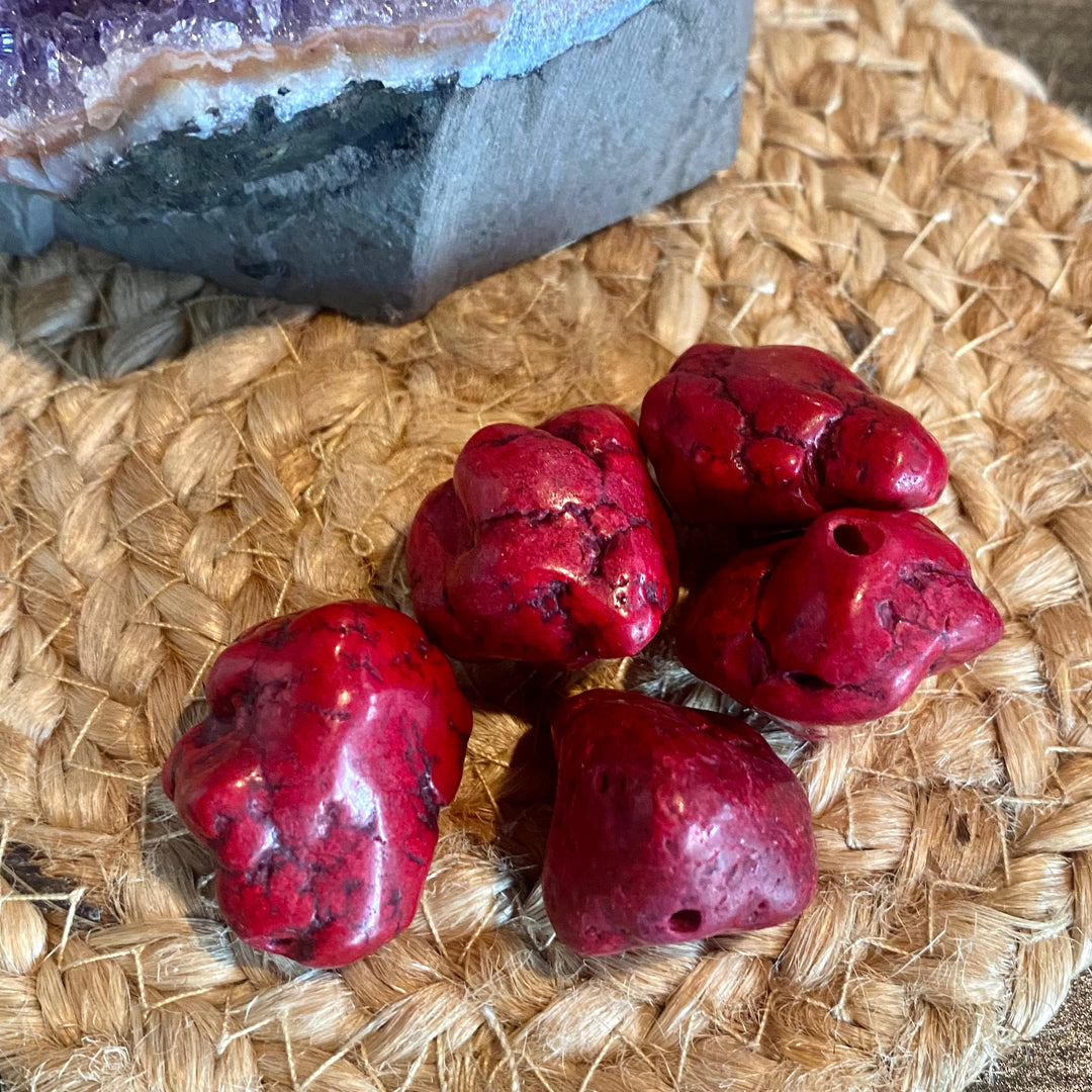 Red Howlite Nugget Focal Bead