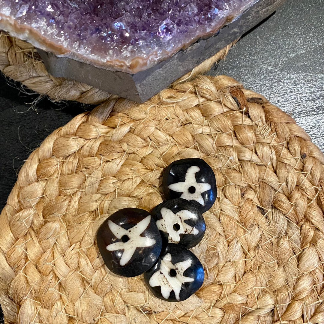 Star Disc Bone Bead -LOOSE BEADS - 19x5mm