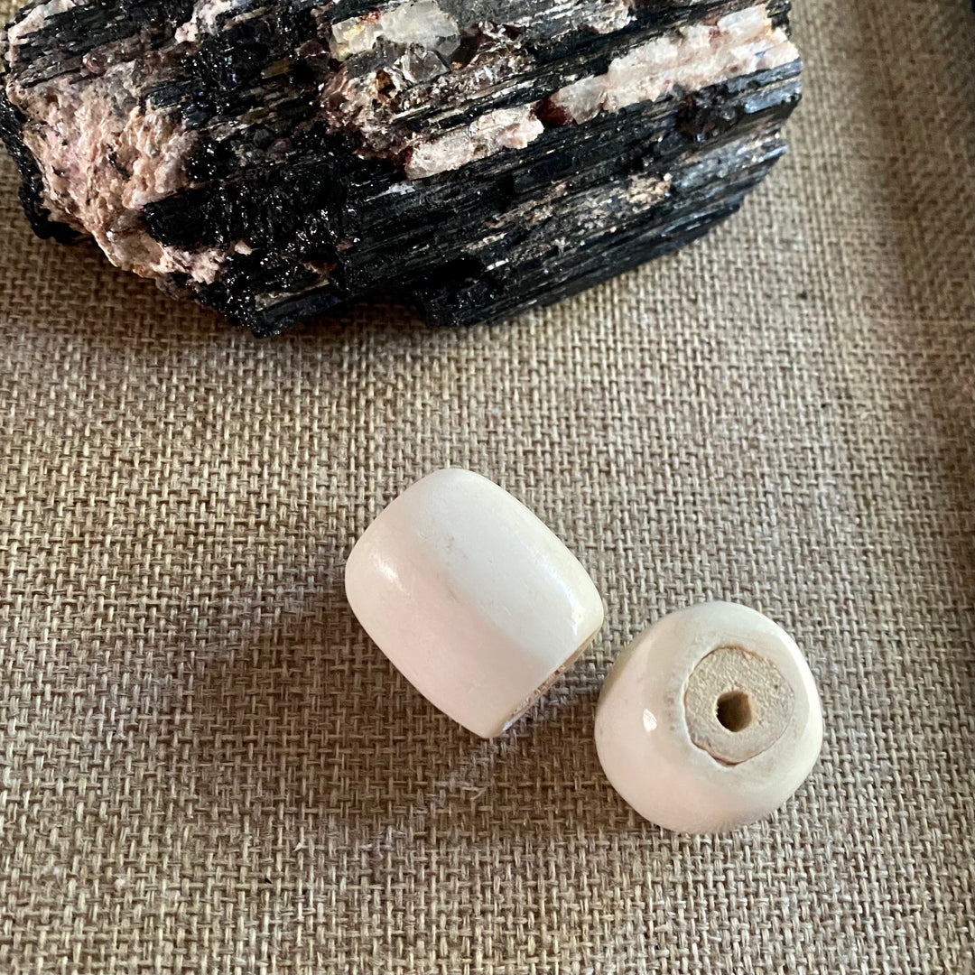 White Bone Barrel SMOOTH Focal Bead - 25mm