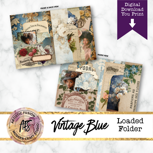 Vintage Blue -  Loaded Folder Printable Kit
