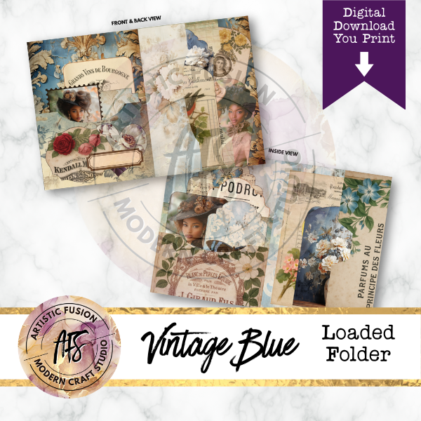 Vintage Blue -  Loaded Folder Printable Kit