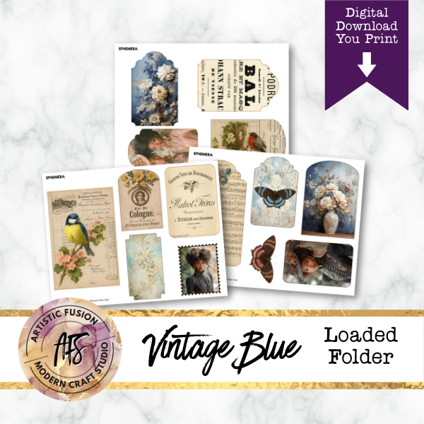 Vintage Blue -  Loaded Folder Printable Kit