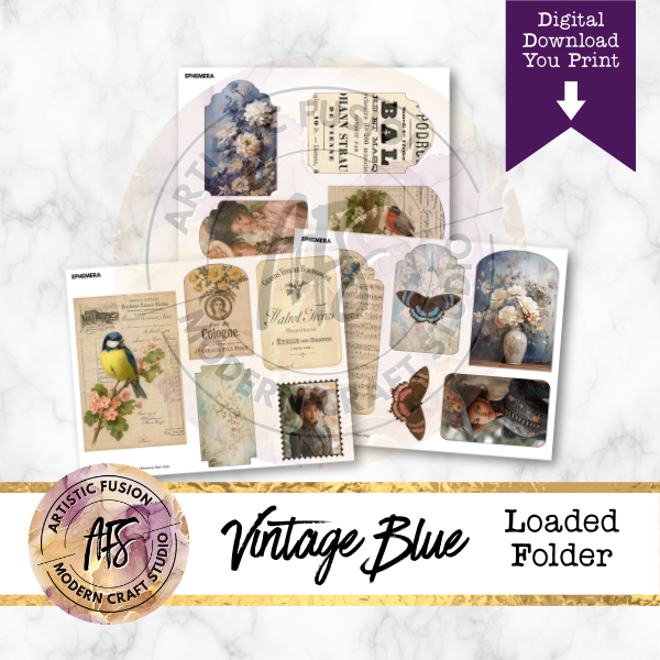 Vintage Blue -  Loaded Folder Printable Kit