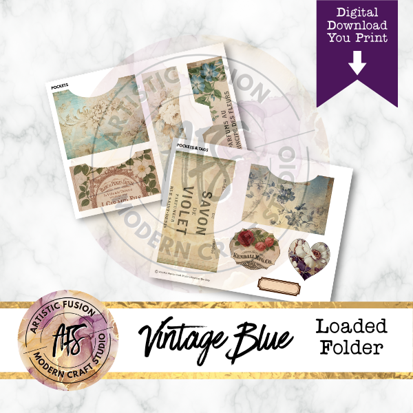 Vintage Blue -  Loaded Folder Printable Kit