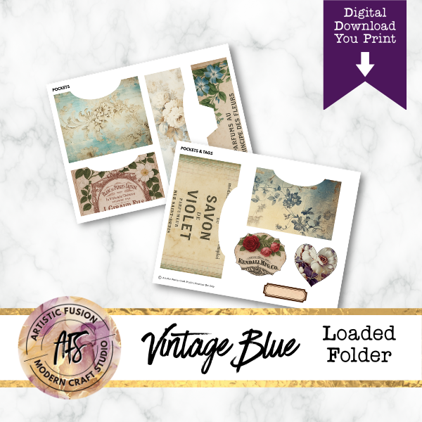 Vintage Blue -  Loaded Folder Printable Kit