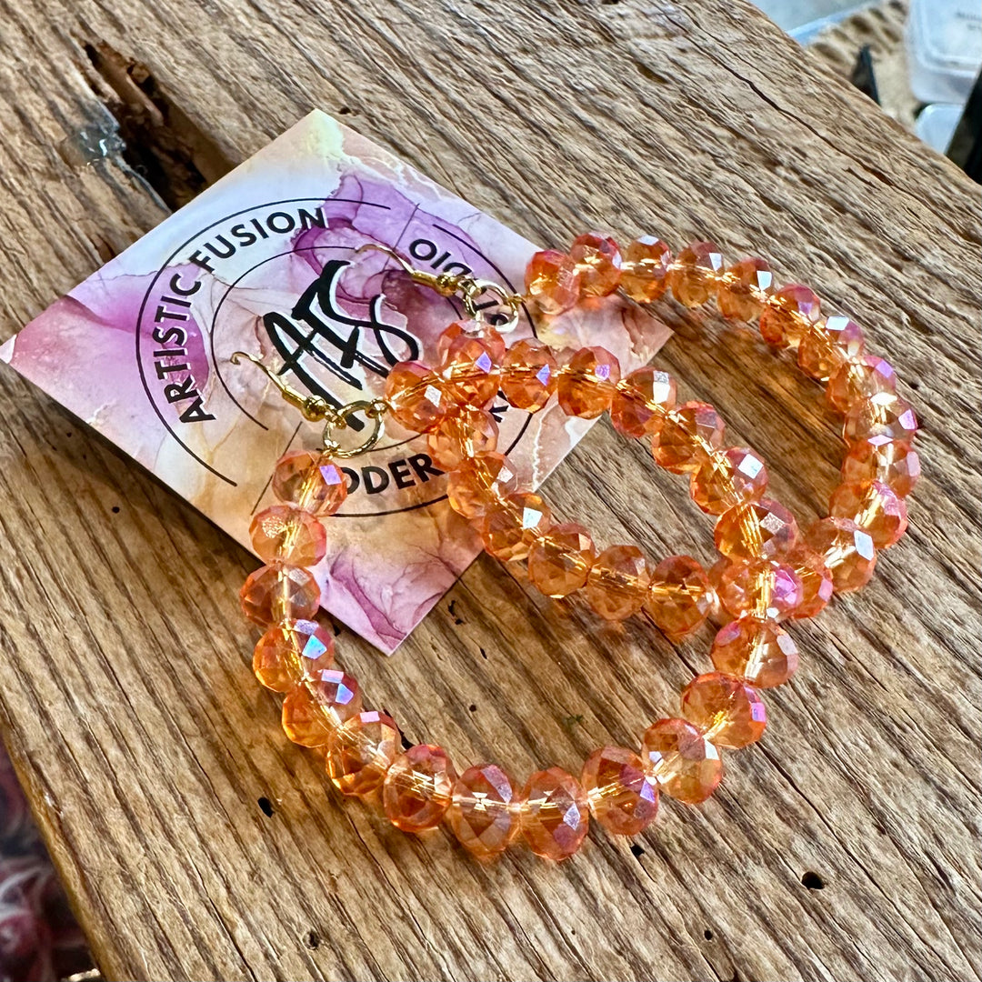 Peach Crystal Hoop Earrings