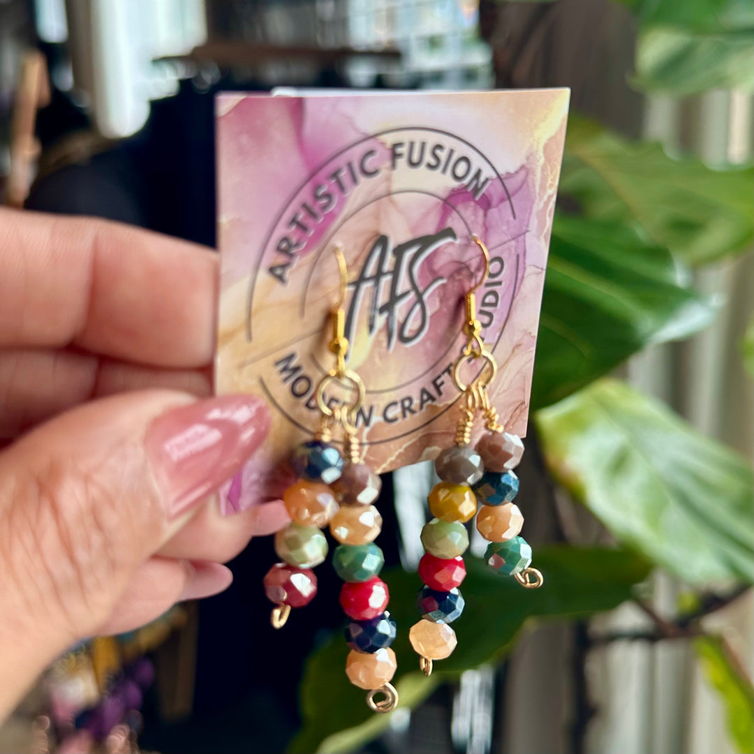 Multi-Color Crystal Dangle Earrings