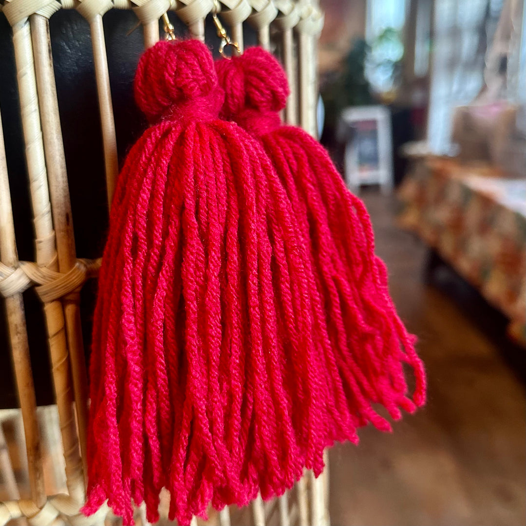 'Laya' - Red Yarn Earrings