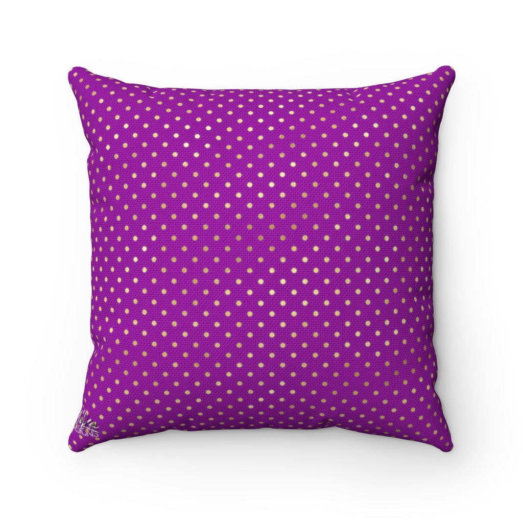Roses - Gold + Purple Spun Polyester Pillow