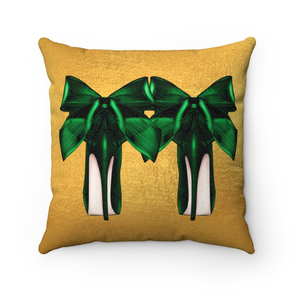 'High Standards' - Emerald + Gold Faux Suede Pillow