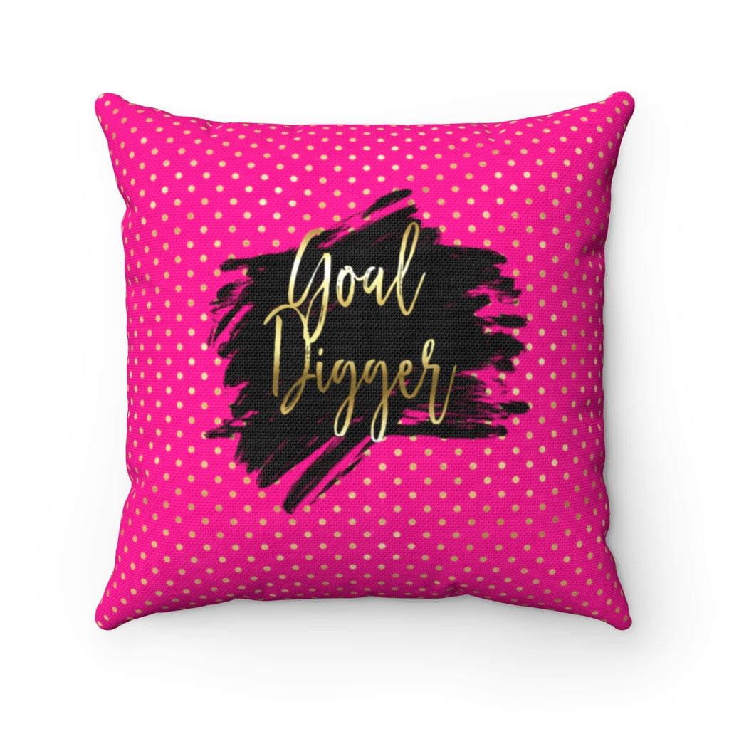 'Goal Digger'  - Haute Pink + Gold Spun Polyester Pillow