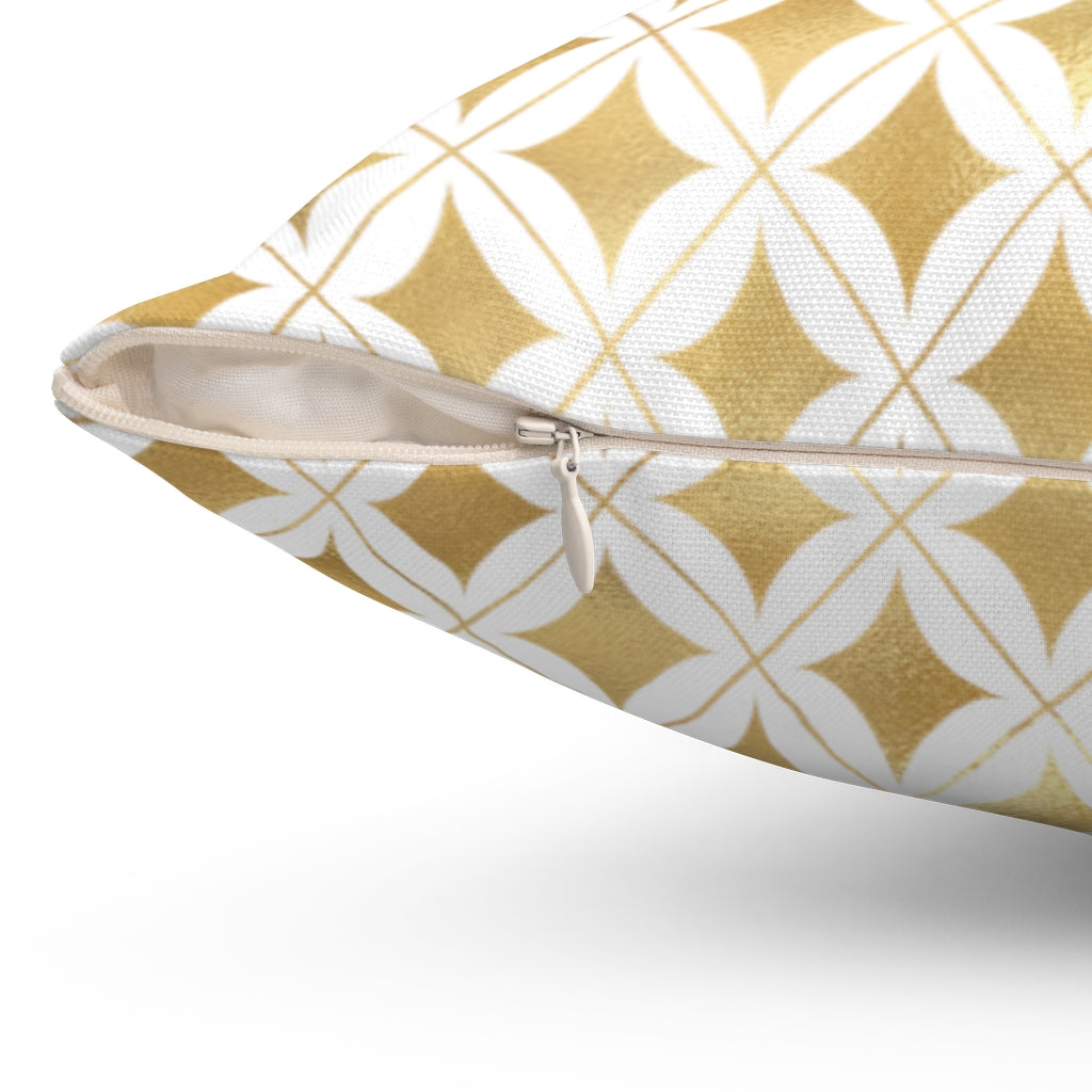 Diamonds - Gold + White Spun Polyester Pillow