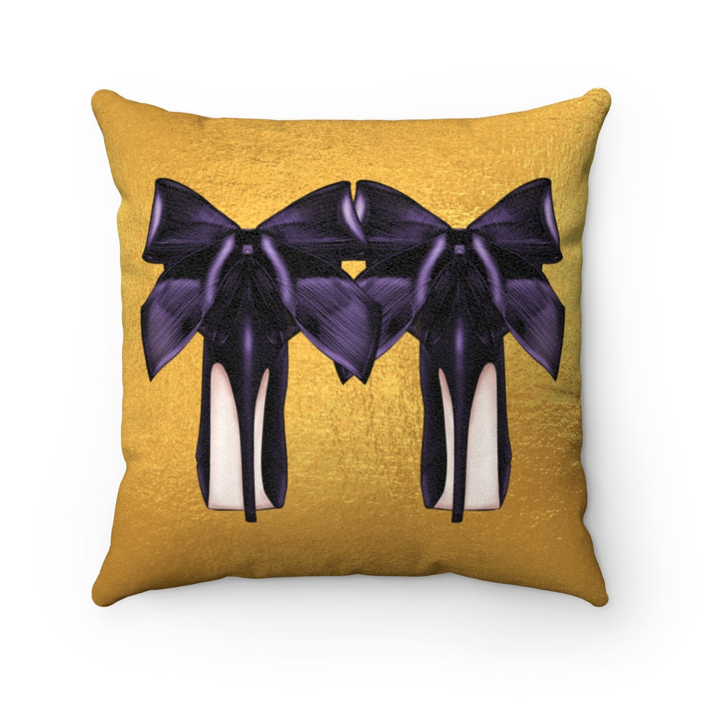 'High Standards' - Aubergine + Gold Faux Suede Pillow