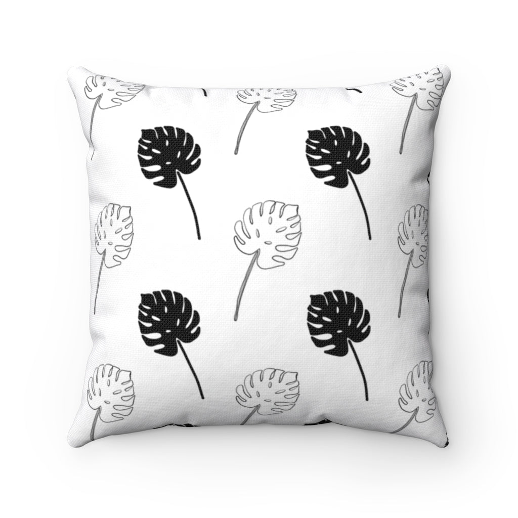 Monstera - Black + White Spun Polyester Pillow