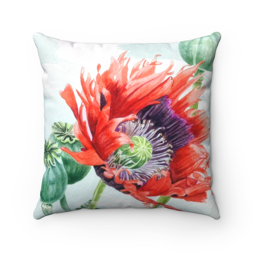 'Poppies V' -  Spun Polyester Pillow