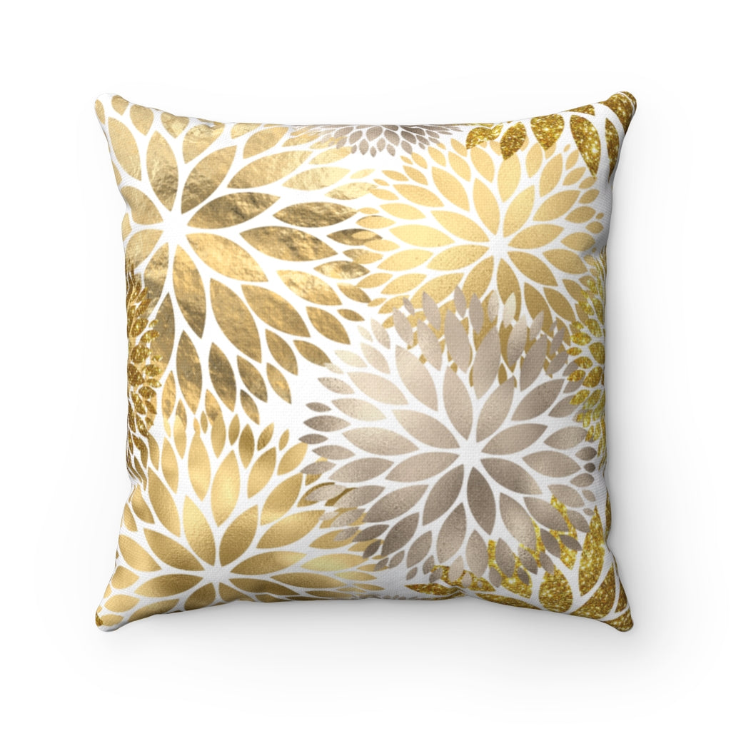 Dahlia - Gold Spun Polyester Pillow