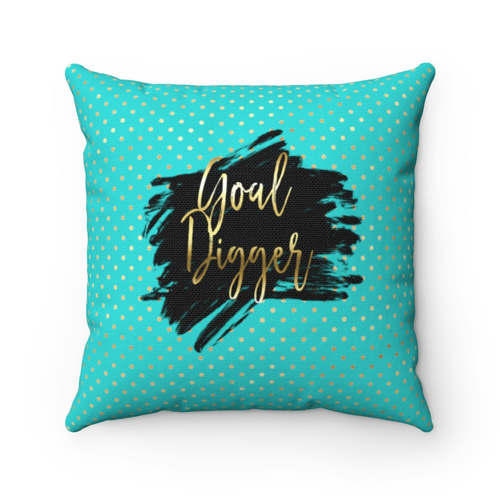 'Goal Digger' - Tiffany Blue + Gold Spun Polyester Pillow