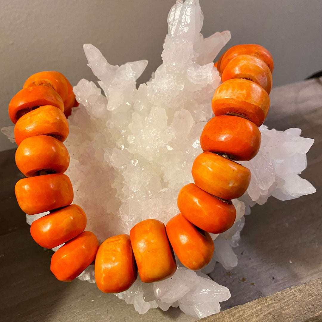Orange Bone Beads - Full Strand