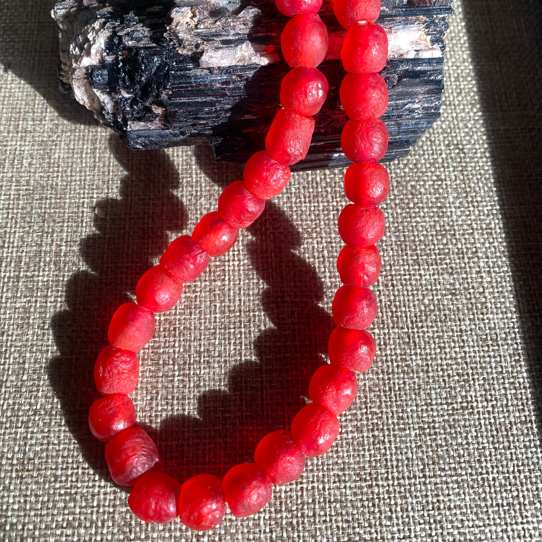 Red Recycled African Glass - 9mm-10mm