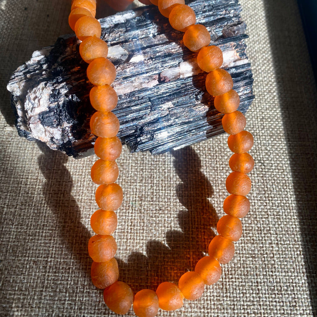 Light Orange African Glass -9-10mm