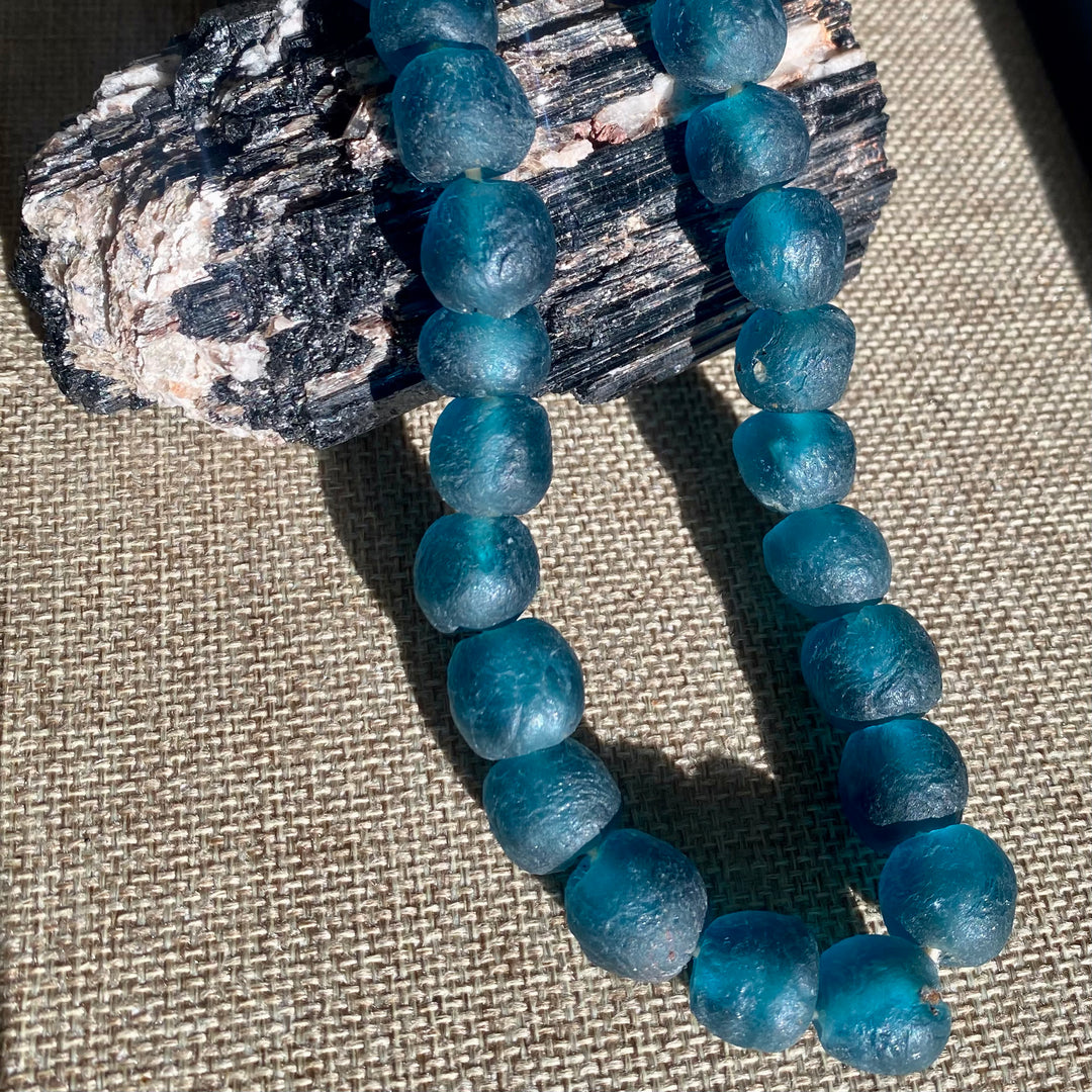 Dark Teal Recycled African Glass - 12mm