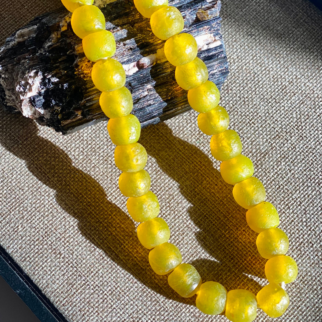 Mustard Recycled African Glass - 13mm