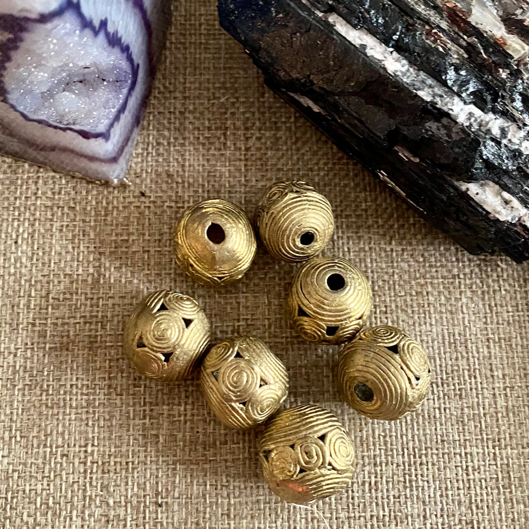 AFRICAN BRASS BEADS - (Style #19) Spacers/Loose Beads
