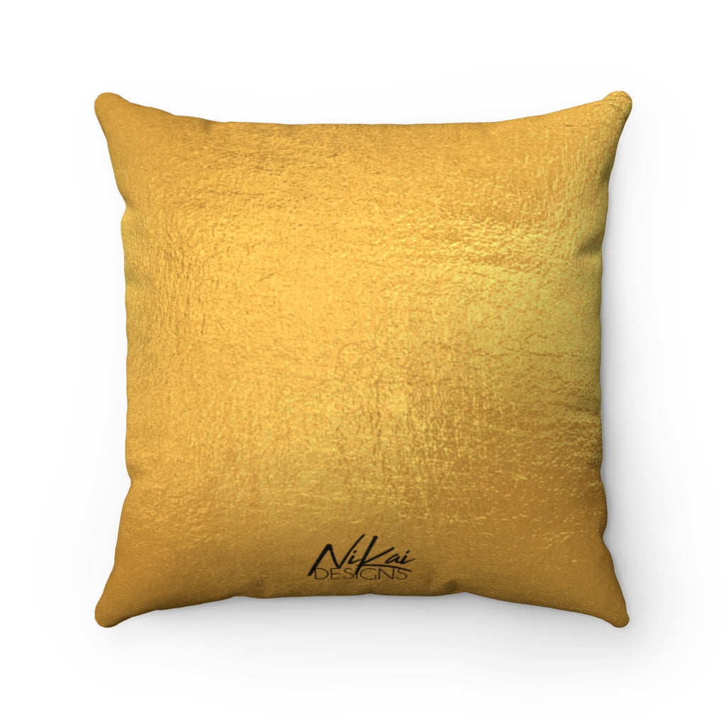'High Standards' - Ebony + Gold Faux Suede Pillow