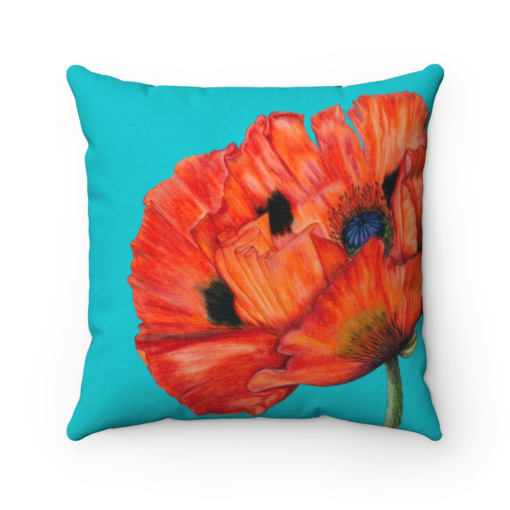 'Poppy Passion' - Aqua Spun Polyester Pillow