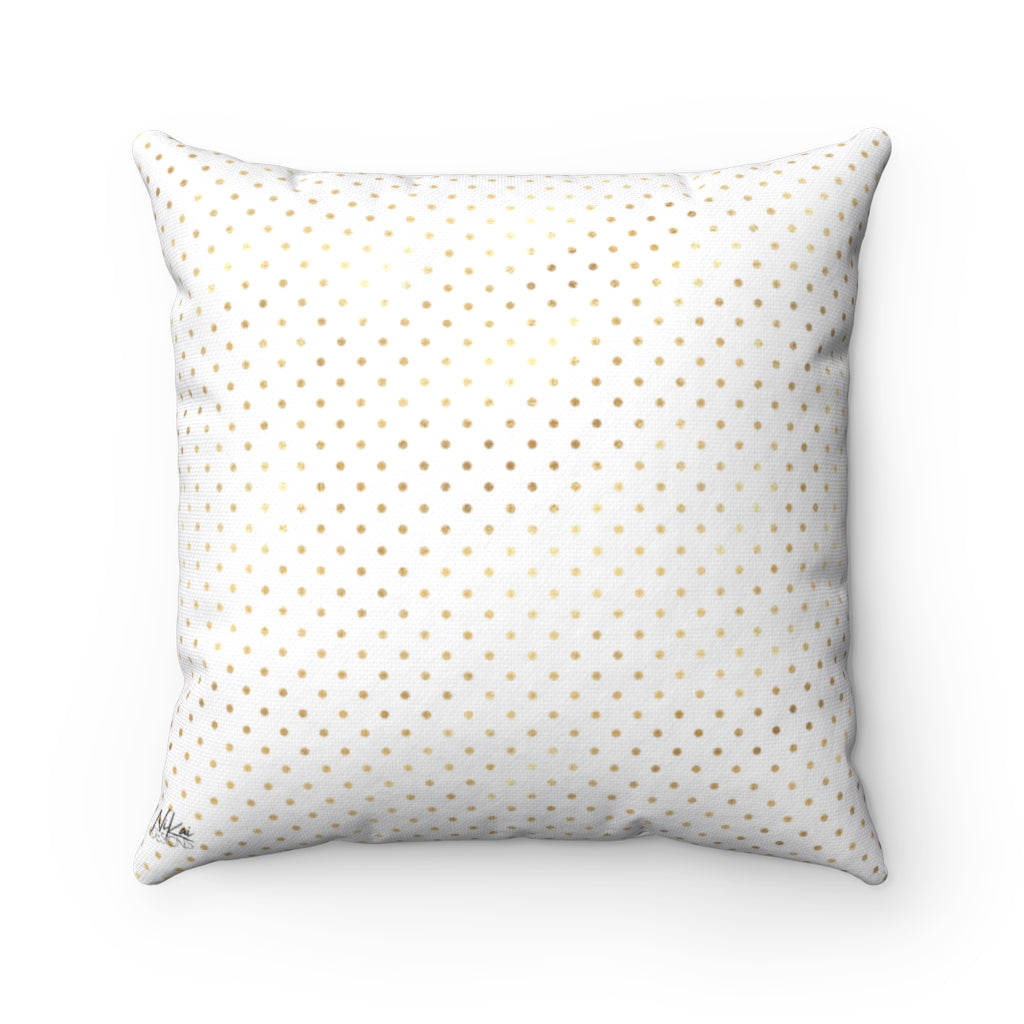 'Coffee, Mascara + Hustle' - Gold + White Spun Polyester Pillow