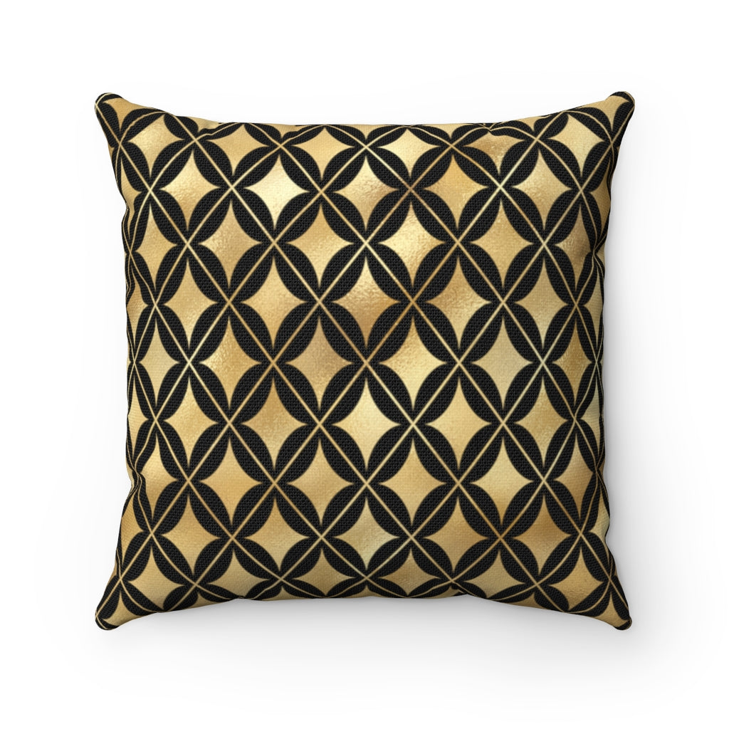 Diamonds - Gold + Black Spun Polyester Pillow