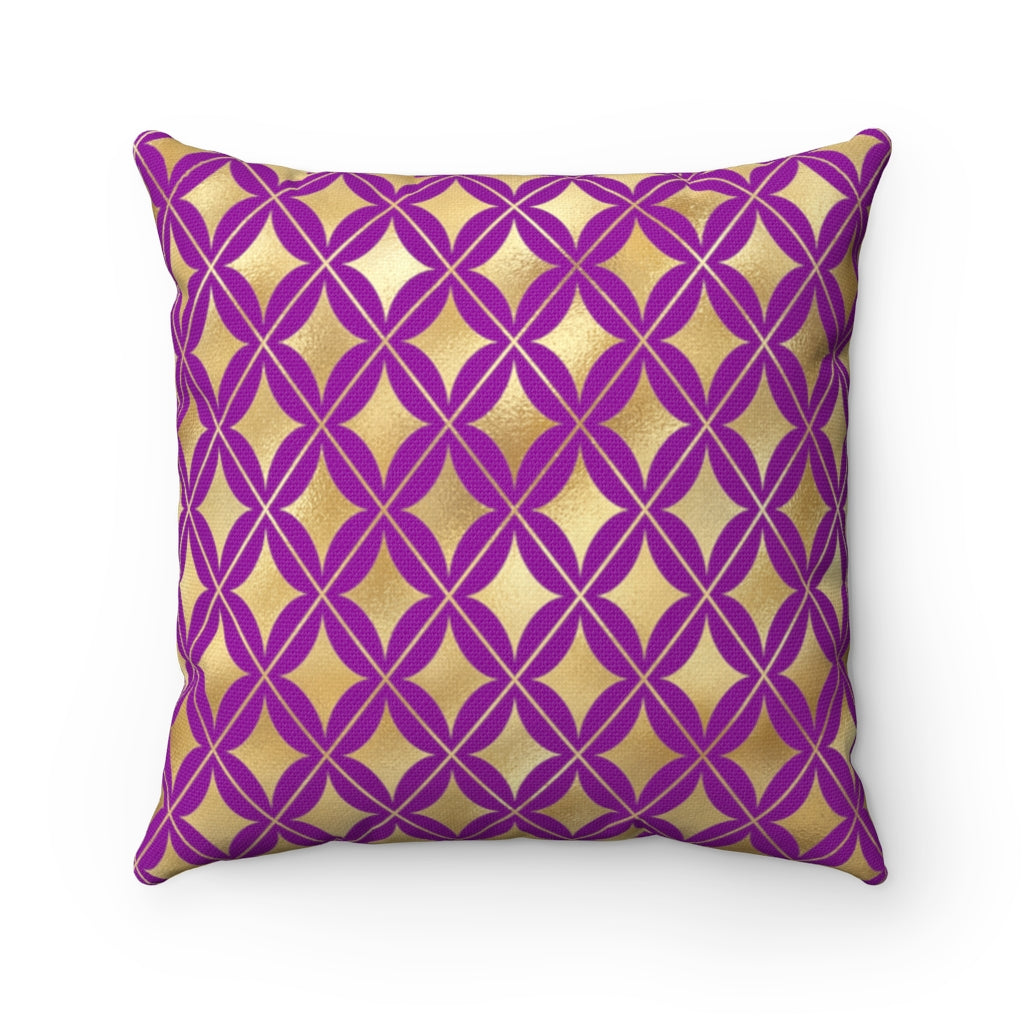 Diamonds - Gold + Purple Spun Polyester Pillow