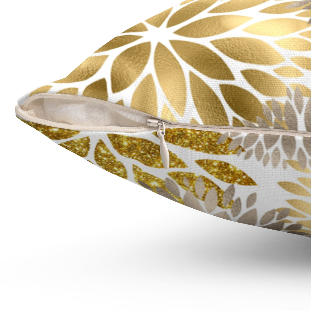 Dahlia - Gold Spun Polyester Pillow